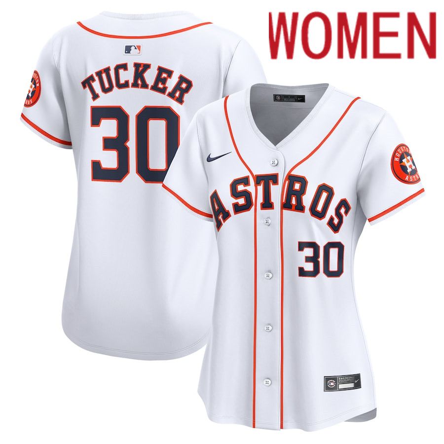 Women Houston Astros #30 Kyle Tucker Nike White Home Limited Player MLB Jersey